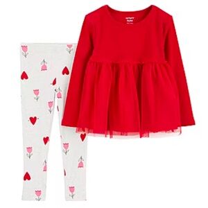 Adorable Top & Leggings Set / Hearts & Tulips